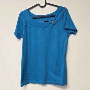 Rafaella Boat Neck Top Aqua L